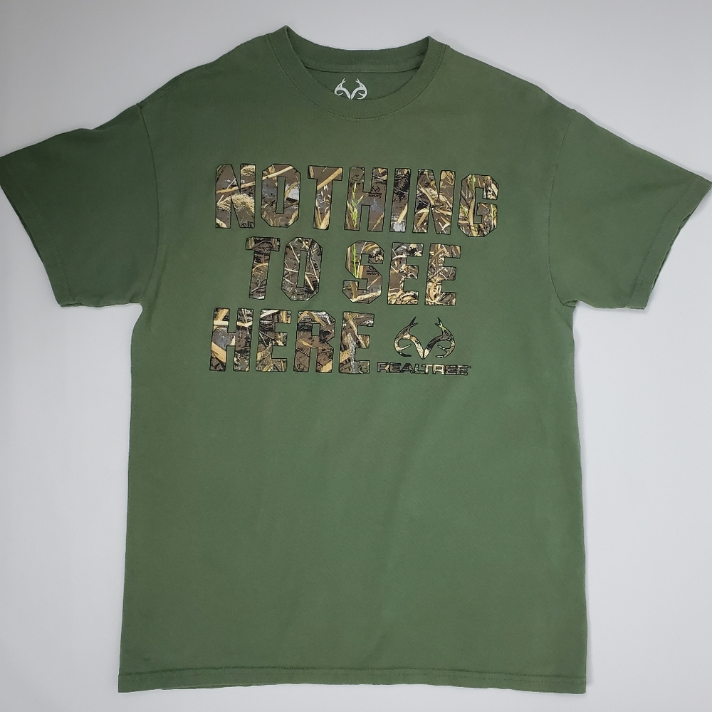 Realtree Original Mens Tshirt Green Nothing To See Here Offers Encouraged Size M